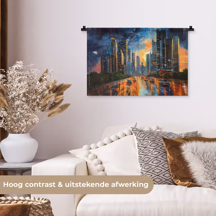 Wandkleed - Auto - Skyline - Zon - Blauw — 4