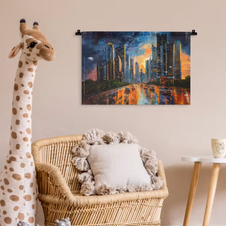 Wandkleed - Auto - Skyline - Zon - Blauw — 5