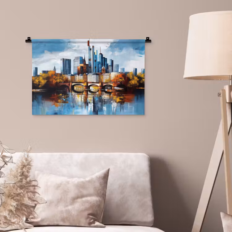 Wandkleed - Bomen Frankfurt- Stad - Skyline - Brug — 2