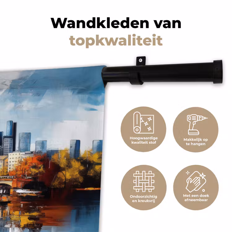 Wandkleed - Bomen Frankfurt- Stad - Skyline - Brug — 3