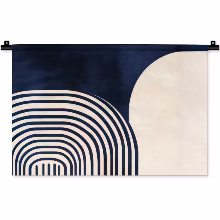 Wandkleed - Donkerblauw - Abstract - Lijnen — 1