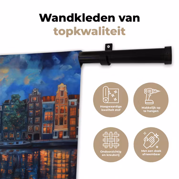 Wandkleed - Grachten Amsterdam - Huizen - Stad - Kleurrijk — 3