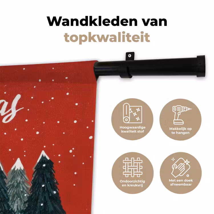Wandkleed - Kerstgroet - Sneeuw - Rood — 3