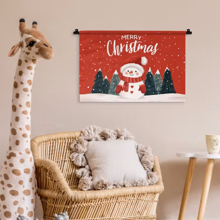 Wandkleed - Kerstgroet - Sneeuw - Rood — 5