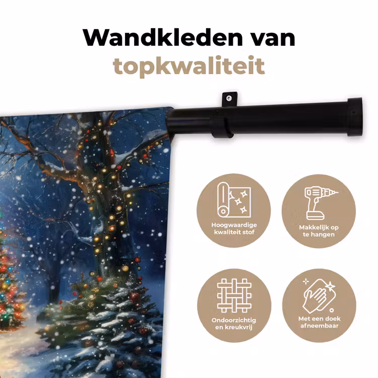 Wandkleed - Kerstwonder - Winteravond - Kleurrijk — 3