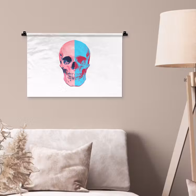 Wandkleed - Schedel - Grafisch - Roze - Verdeeld — 2