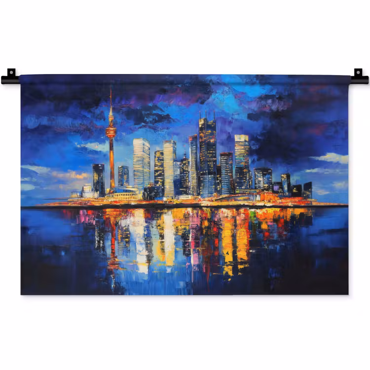 Wandkleed - Skyline Toronto - Modern - Stadslicht - Blauw — 1