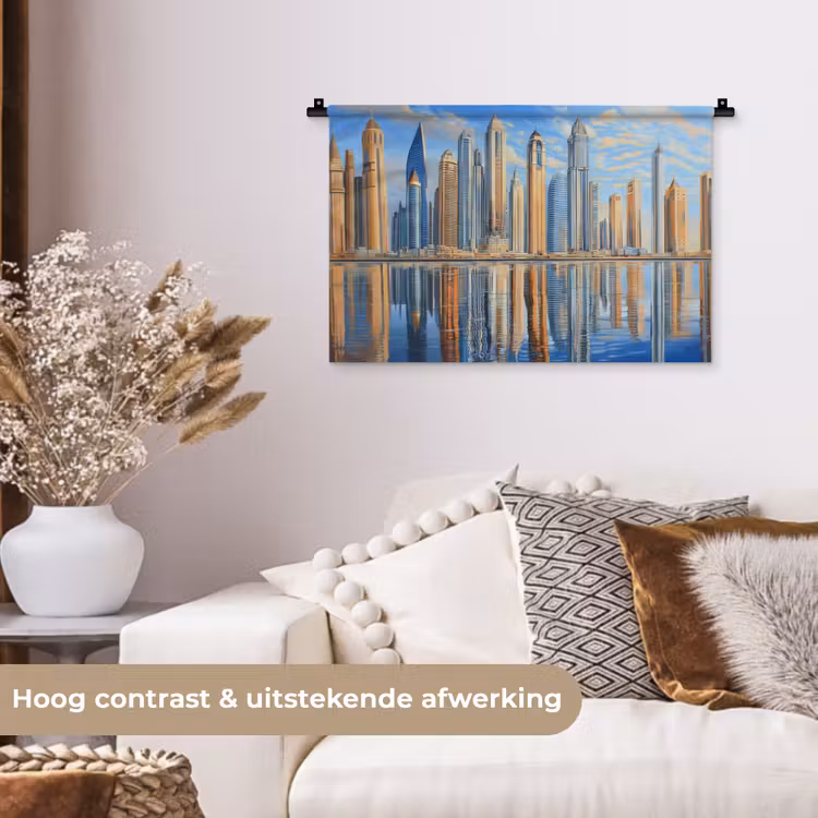Wandkleed - Skyline - Wolkenkrabbers - Water - Blauw — 4