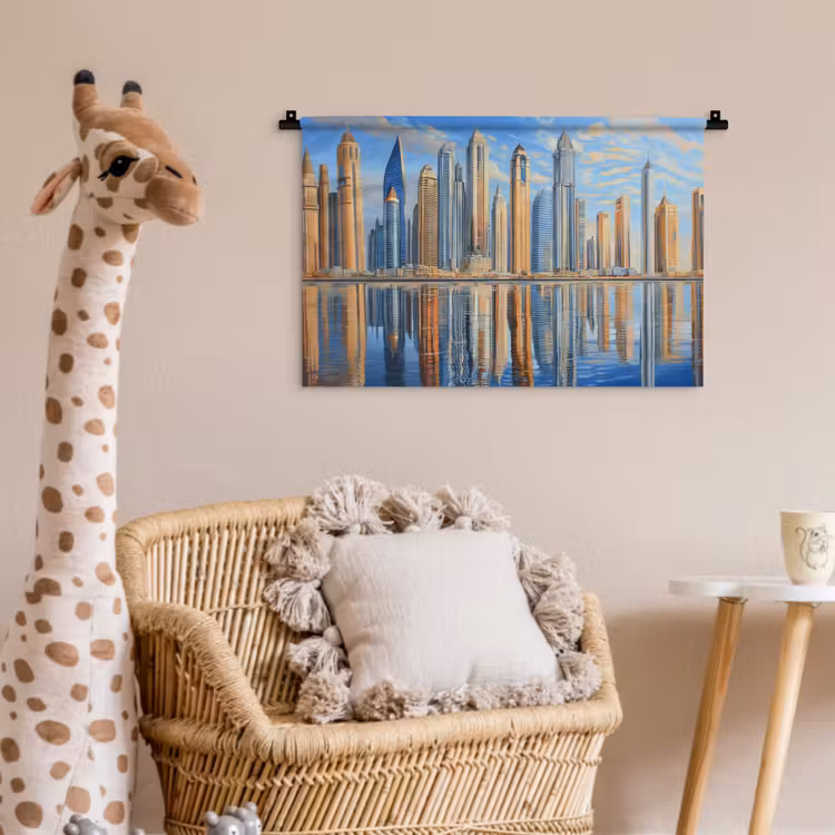 Wandkleed - Skyline - Wolkenkrabbers - Water - Blauw — 5