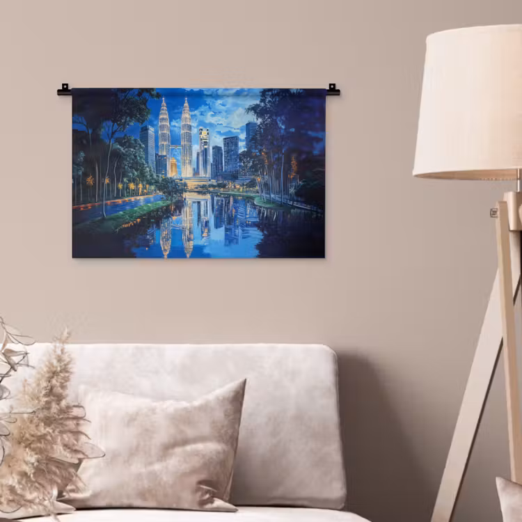 Wandkleed - Stad Kuala Lumpur - Skyline - Wolkenkrabbers - Water — 2