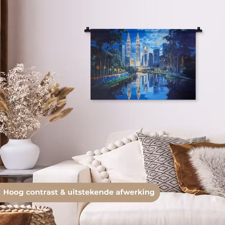 Wandkleed - Stad Kuala Lumpur - Skyline - Wolkenkrabbers - Water — 4