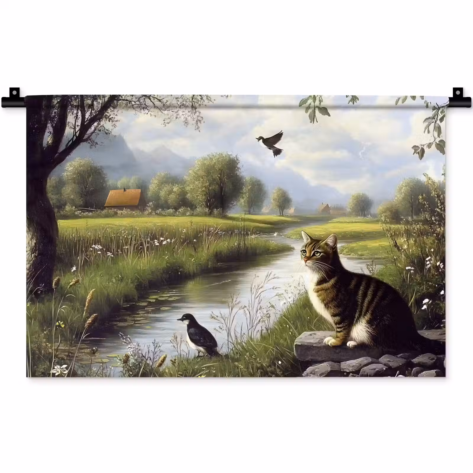 Wandkleed - Kat - Beekje - Weide — 1