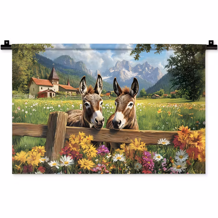 Wandkleed - Ezels - Bloemen - Zomers — 1