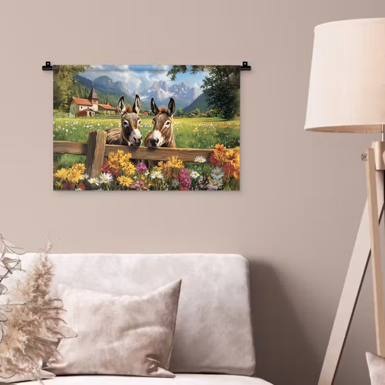 Wandkleed - Ezels - Bloemen - Zomers — 2