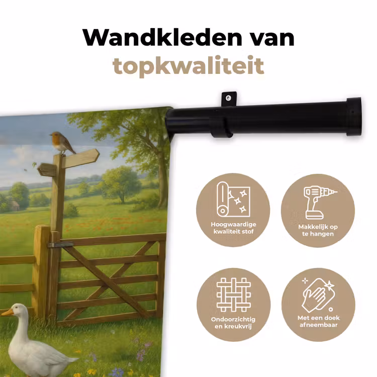 Wandkleed - Ezels - Ganzen - Kleurrijk — 3