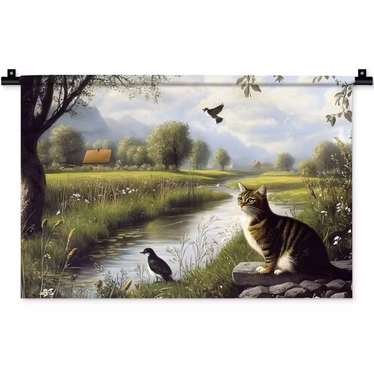 Wandkleed - Kat - Beekje - Weide — 1