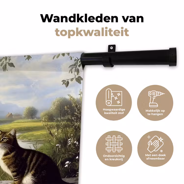 Wandkleed - Kat - Beekje - Weide — 3