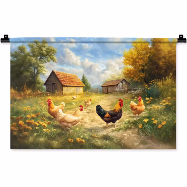 Wandkleed - Kippen - Landelijke rust - Natuur — 1