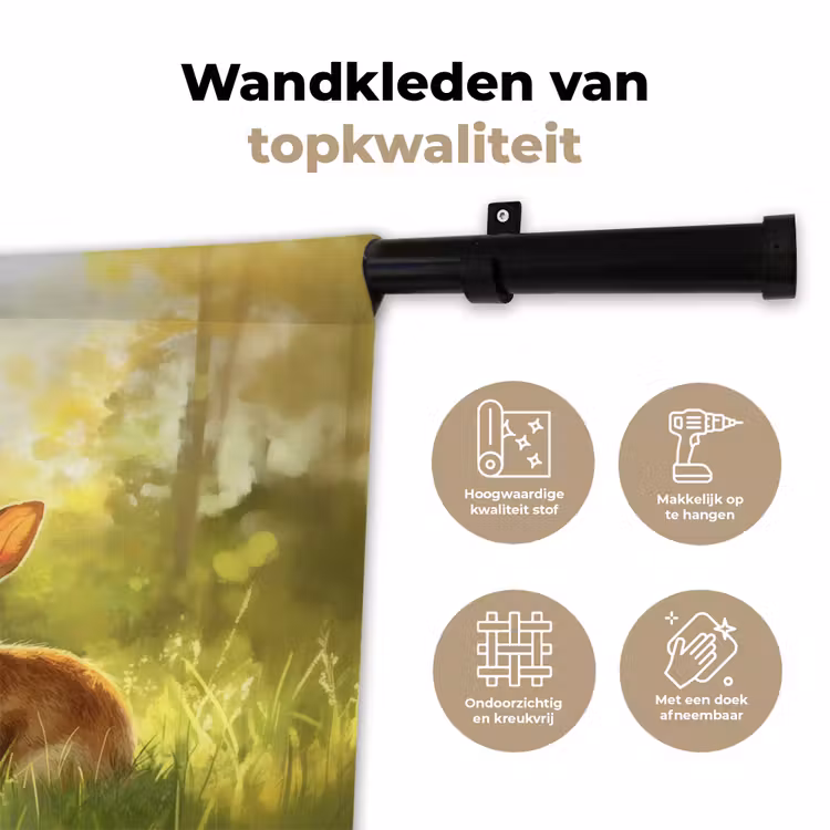 Wandkleed - Konijn - Zonlicht - Bos — 3