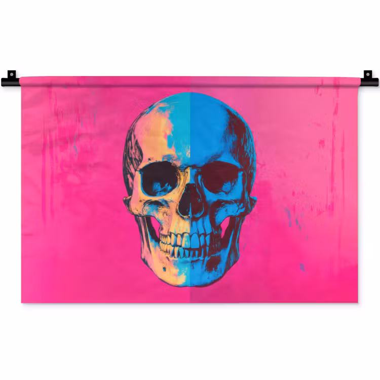 Wandkleed - Neon - Blauw - Pop-art - Schedel — 1