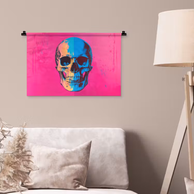 Wandkleed - Neon - Blauw - Pop-art - Schedel — 2
