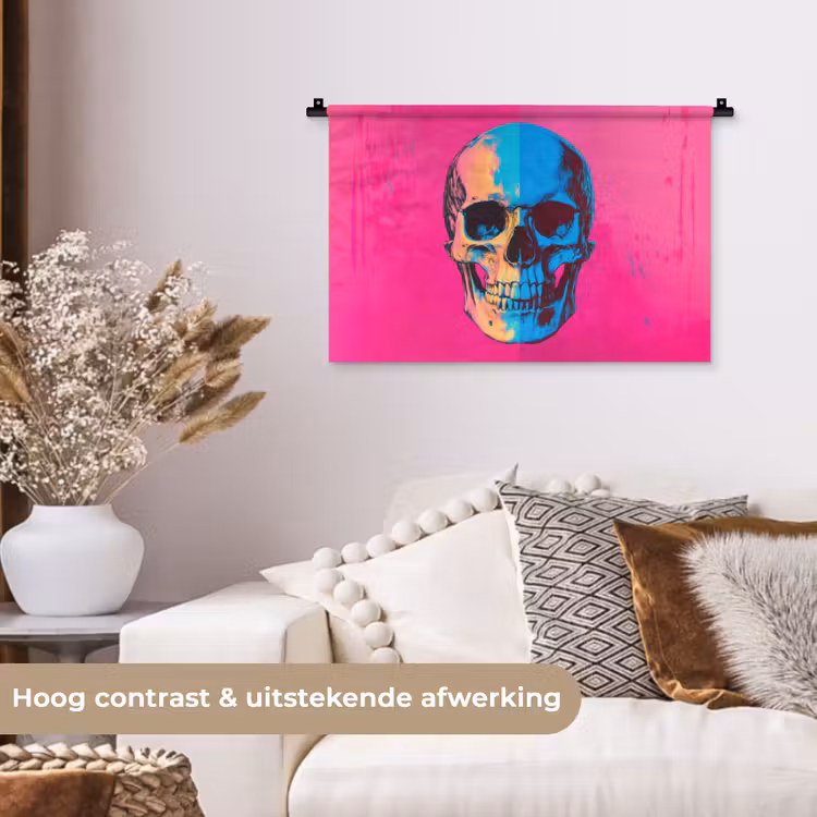 Wandkleed - Neon - Blauw - Pop-art - Schedel — 4
