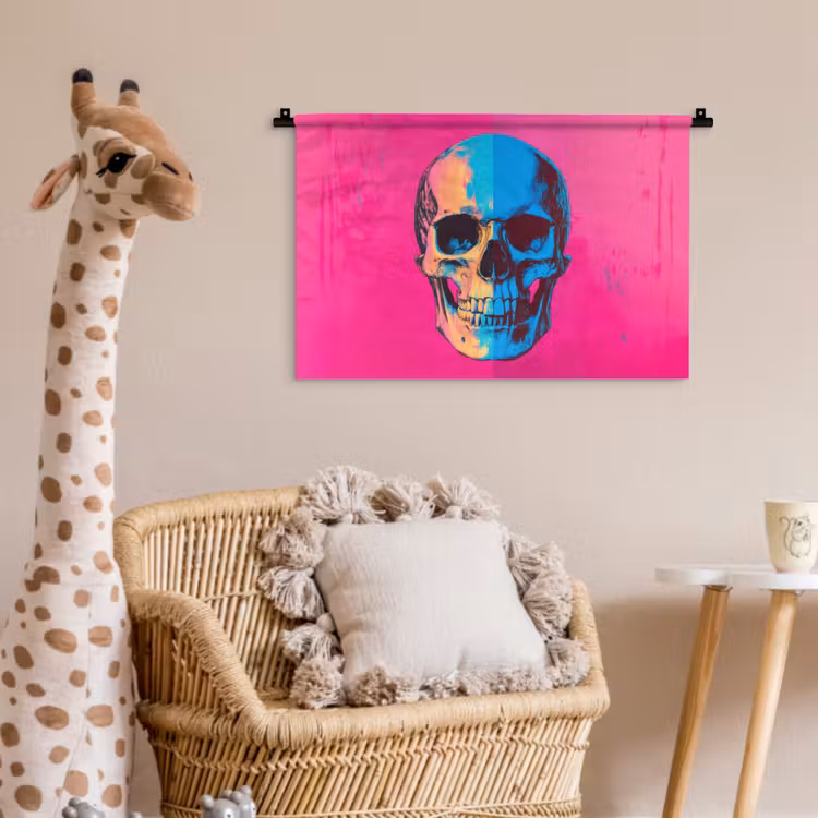 Wandkleed - Neon - Blauw - Pop-art - Schedel — 5