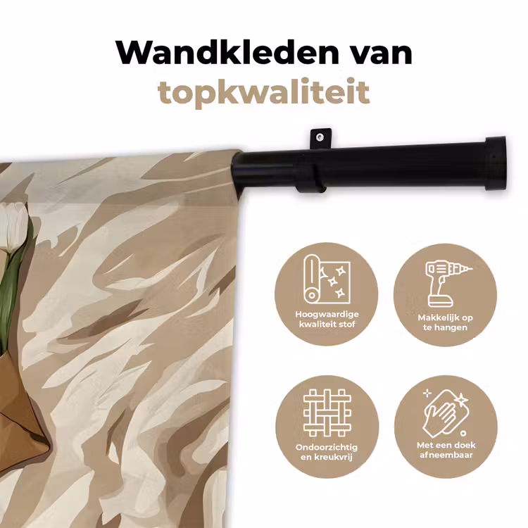 Wandkleed - Boek - Illustratie - Tulpen - Koffie — 3
