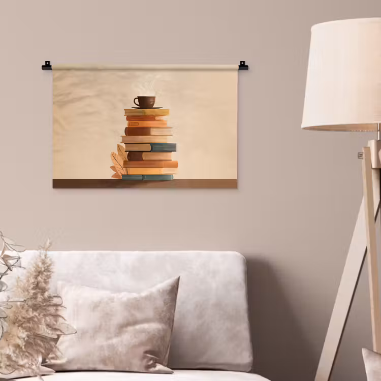 Wandkleed - Boeken - Toren - Koffie - Beige — 2