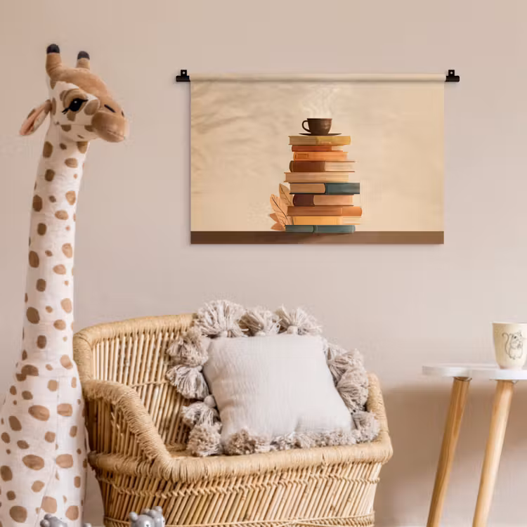 Wandkleed - Boeken - Toren - Koffie - Beige — 5