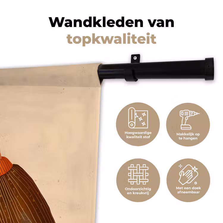 Wandkleed - Illustratie - Mokken - Proosten - Bruin — 3