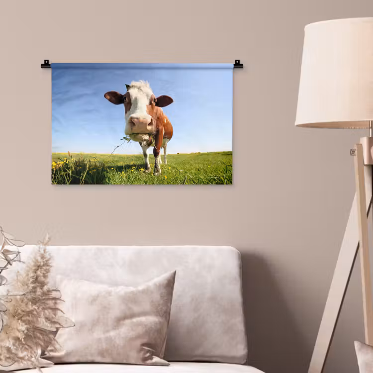 Wandkleed - Koe - Dieren - Bloemen - Gras — 2