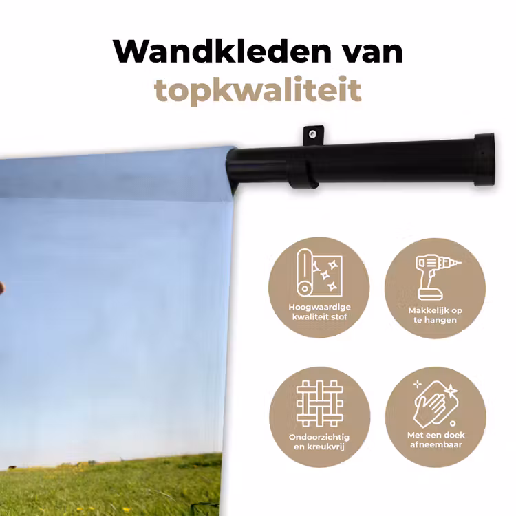 Wandkleed - Koe - Dieren - Bloemen - Gras — 3