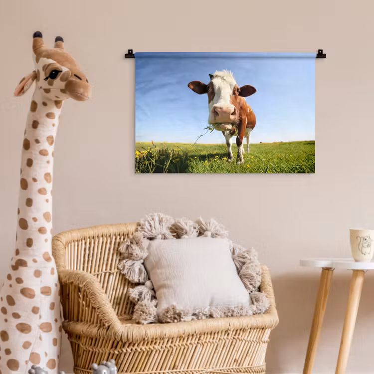 Wandkleed - Koe - Dieren - Bloemen - Gras — 5