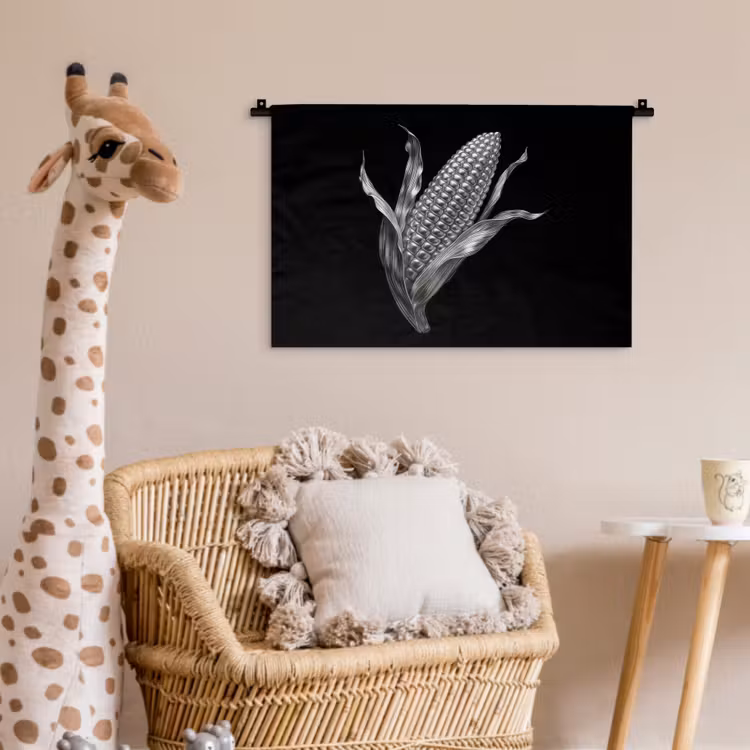 Wandkleed - Maïskolf - Glanzend metaal - Elegant — 5