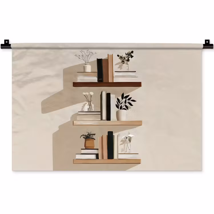 Wandkleed - Plankjes - Boeken - Vaasjes - Planten — 1