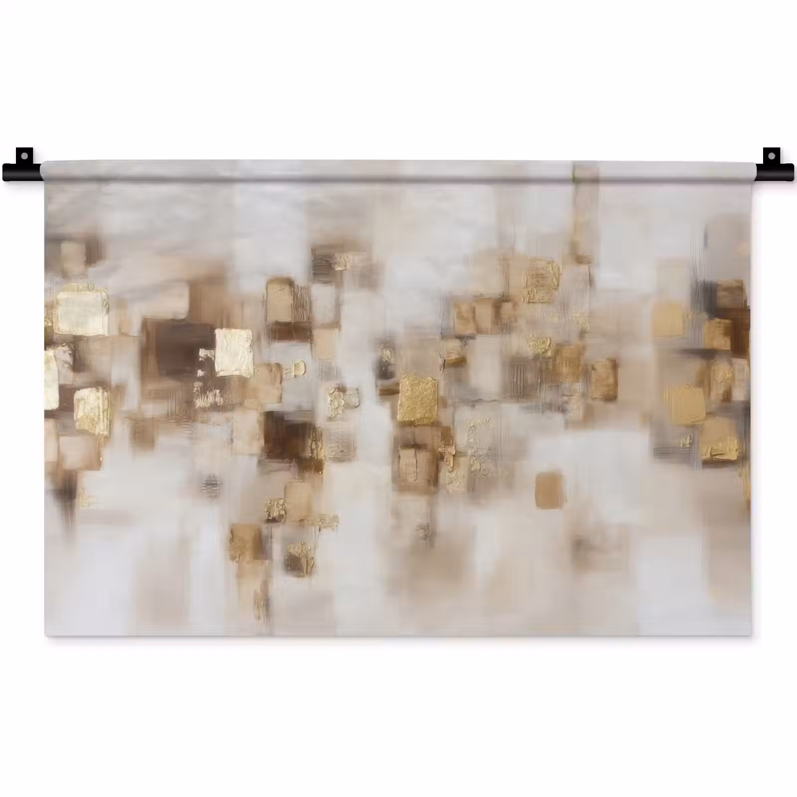Wandkleed - Abstracte vierkanten - Aardetonen - Mistig — 1