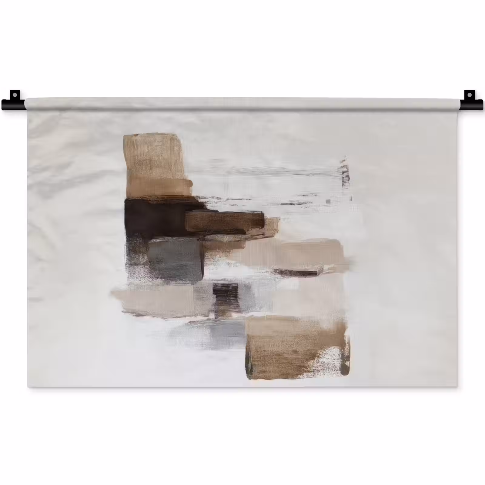 Wandkleed - Penseelstreken - Balans - Beige - Bruin — 1