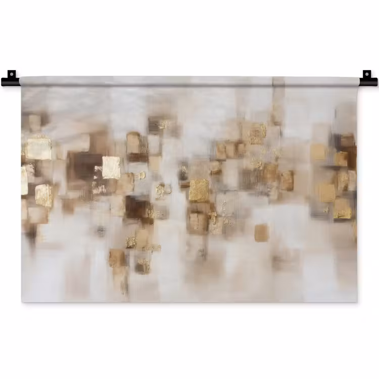Wandkleed - Abstracte vierkanten - Aardetonen - Mistig — 1