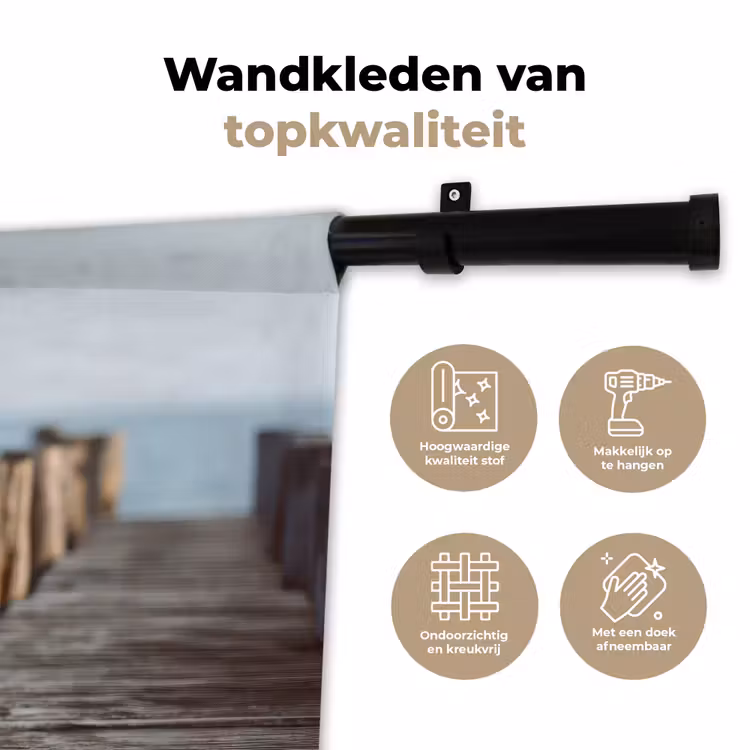 Wandkleed - Houten steiger - Helderblauwe lucht — 3