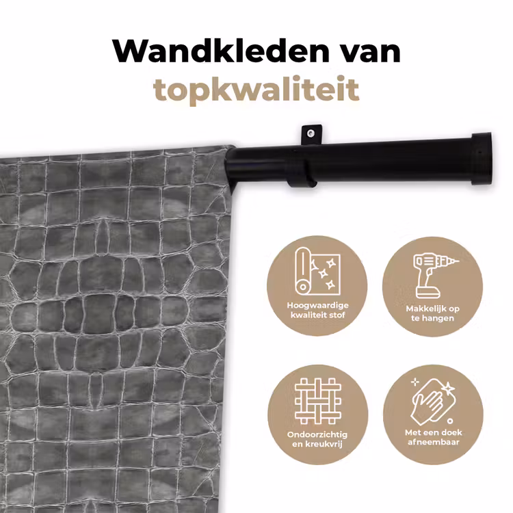Wandkleed - Krokodil - Leer - Grijs — 3