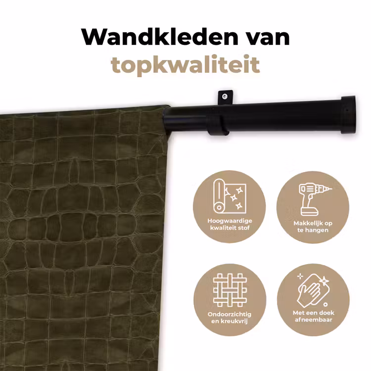 Wandkleed - Krokodil - Leer - Groen - Bruin — 3