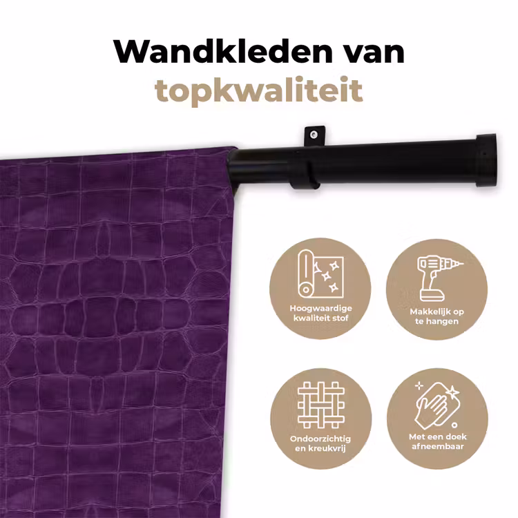 Wandkleed - Krokodil - Leer - Paars — 3
