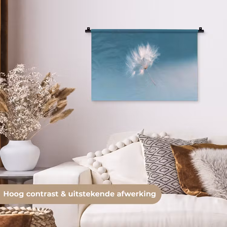 Wandkleed - Paardenbloempluisje - Blauw - Lucht — 4