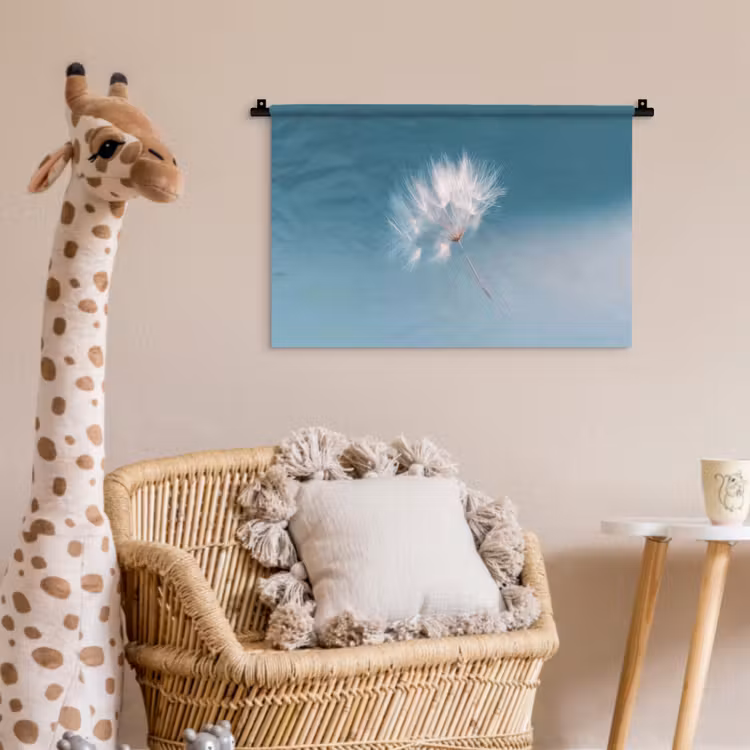 Wandkleed - Paardenbloempluisje - Blauw - Lucht — 5