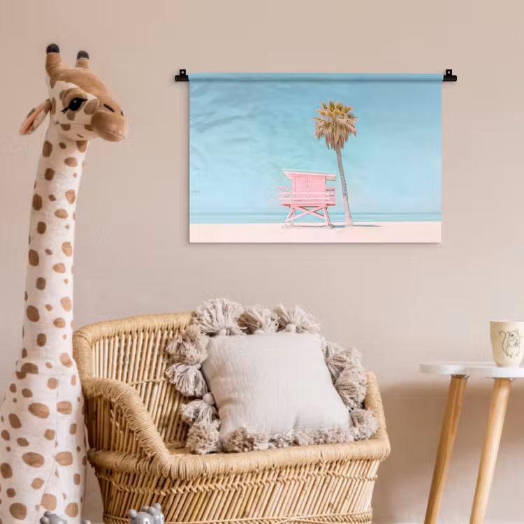 Wandkleed - Palmboom - Strandhuis - Roze — 5
