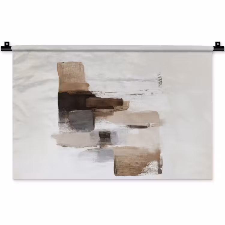 Wandkleed - Penseelstreken - Balans - Beige - Bruin — 1