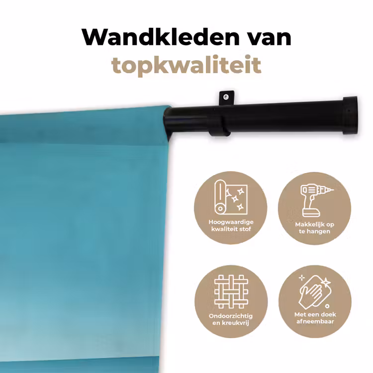 Wandkleed - Strand - Blauwe lucht - Geel - Parasol — 3