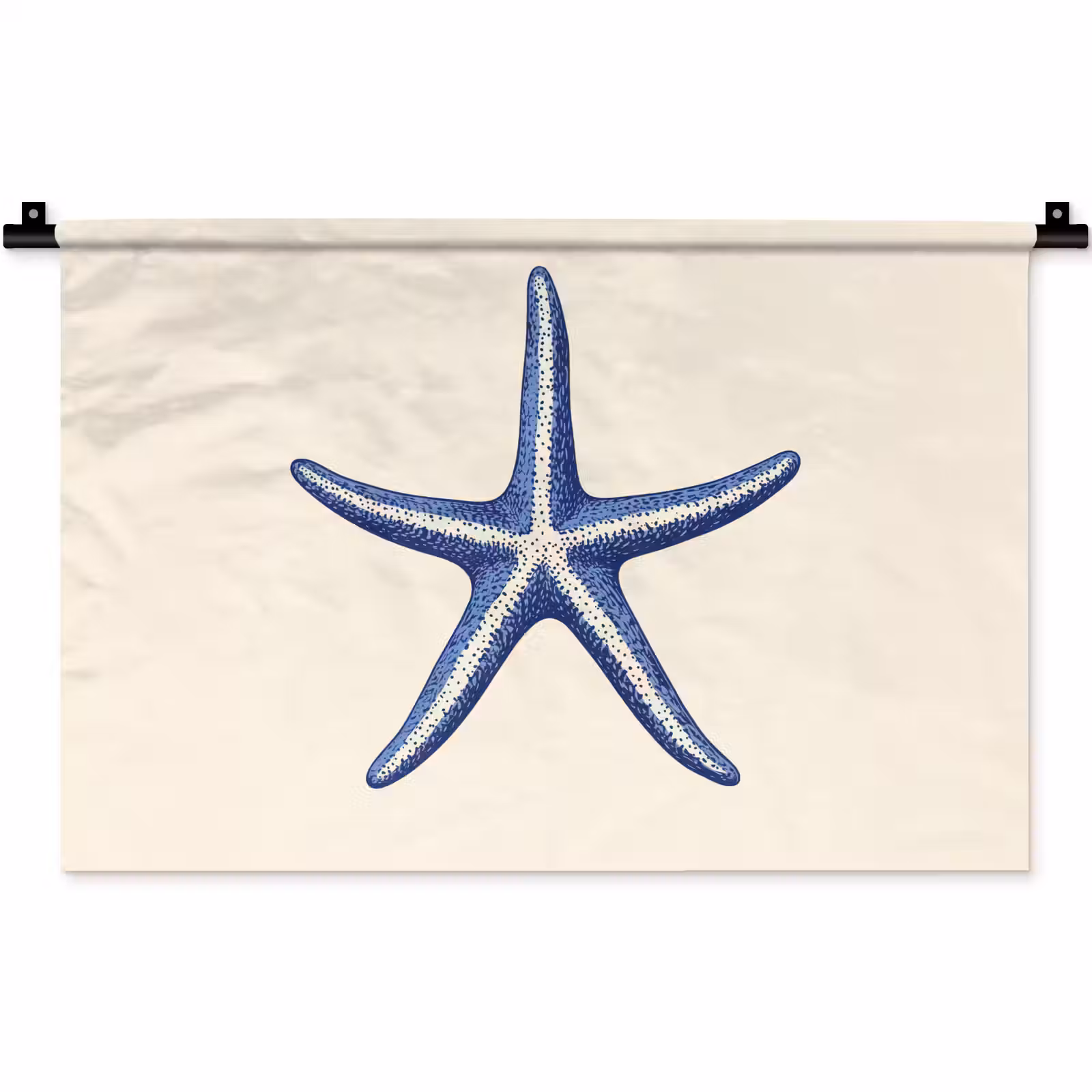 Wandkleed - Blauwe zeester - Minimalistisch - Beige — 1