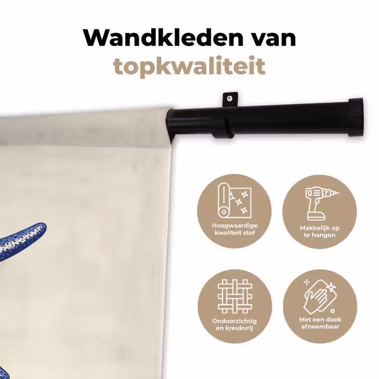 Wandkleed - Blauwe zeester - Minimalistisch - Beige — 3